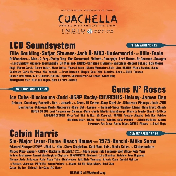 Guns N 'Roses, LCD Soundsystem dan Calvin Harris Bakal jadi Bintang Utama di Festival Coachella