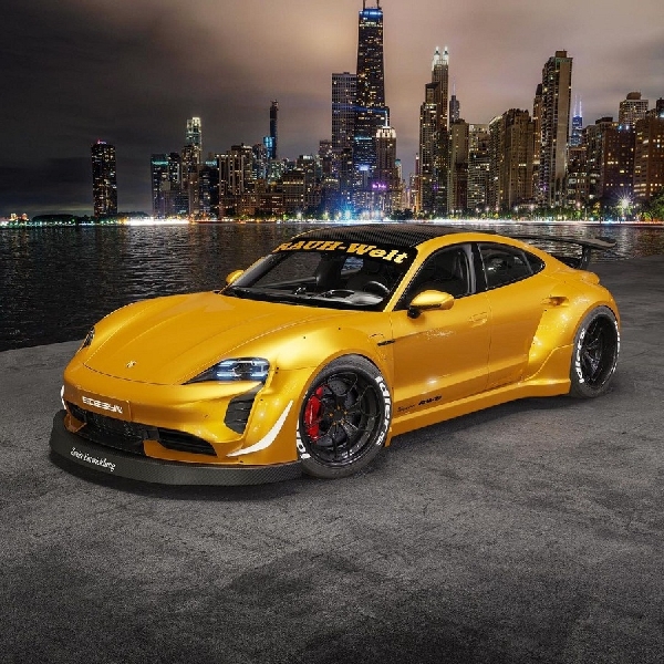Rendering Porsche Taycan Bawa RWB Widebody Kit dan NFS Underground Vibes