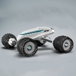 Rendering Kendaraan Sci-Fi Berlogo NASA Menyerupai Mobil Remote Controlled