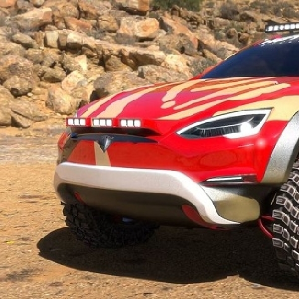 Tesla Model S Ngotot Bergaya Dakkar Rally, Kaki-kaki Kekar Plus Performanya Beringas