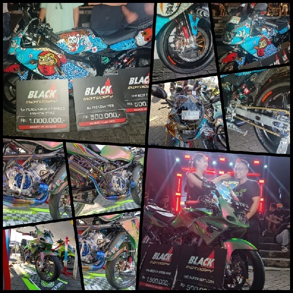 Black Motodify Manado 2025 Dua Ninja ZX150RR Tatap Podium Tertinggi dari Green Plafon dan Dziks Art