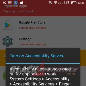 Accessibility harus diaktifkan Fingerprint AppLock (Real) dapat berjalan lancar