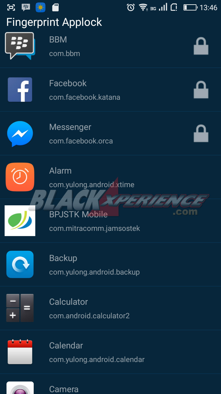 Aplikasi di Fingerprint AppLock (real) yang siap dikunci