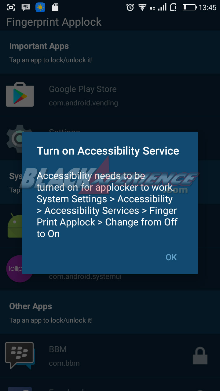 Fingerprint AppLock (real) meminta Anda mengaktifkan accessibility