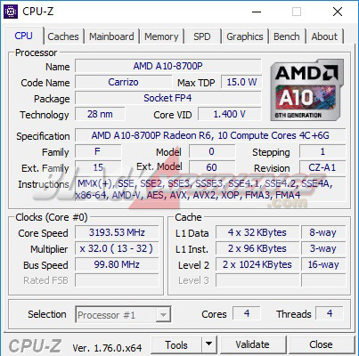Hasil CPU-Z