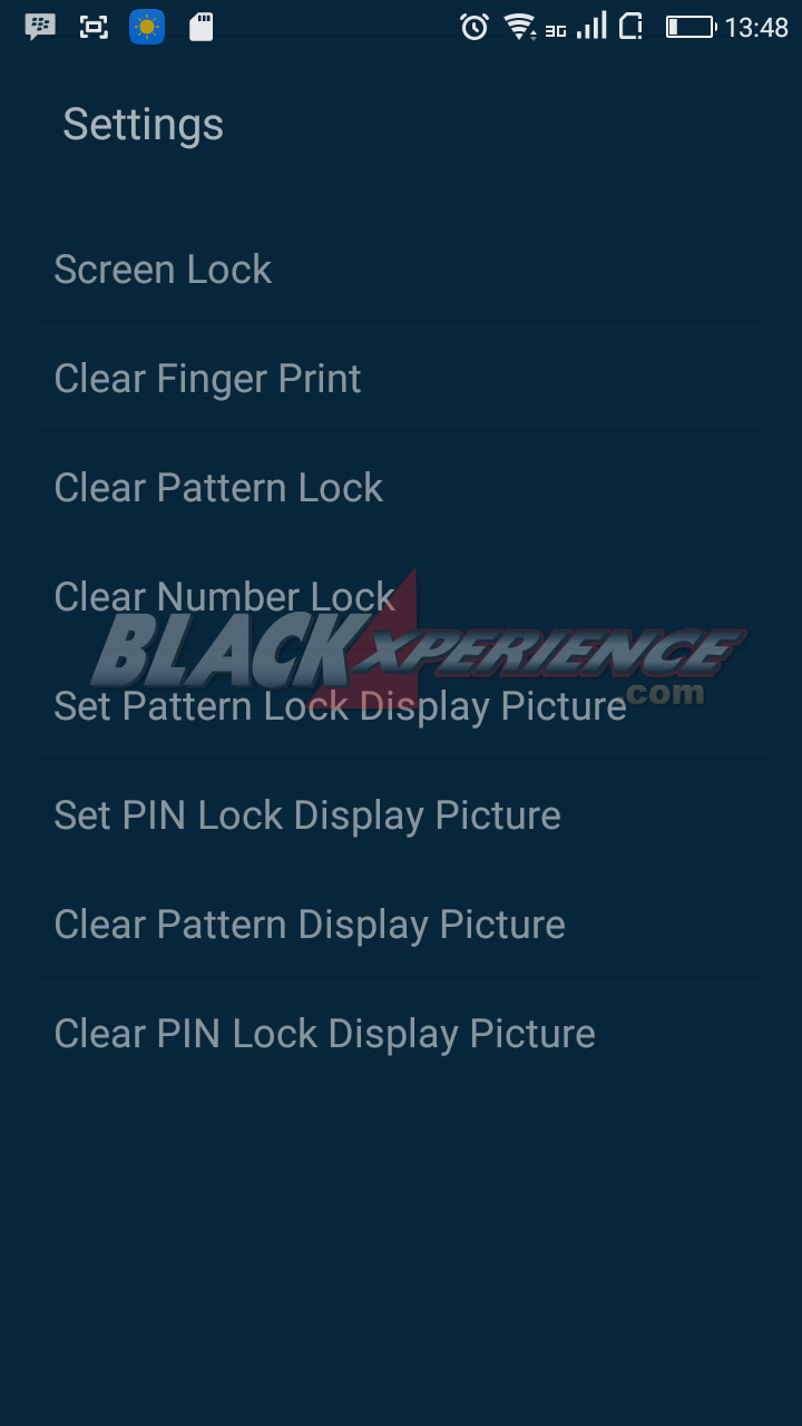 Menu pengaturan aplikasi Fingerprint AppLock (Real)