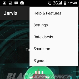 Menu pengaturan di aplikasi Jarvis