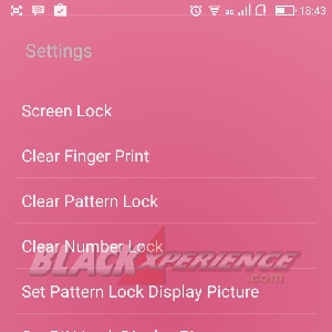 Menu pengaturan Fingerprint AppLock