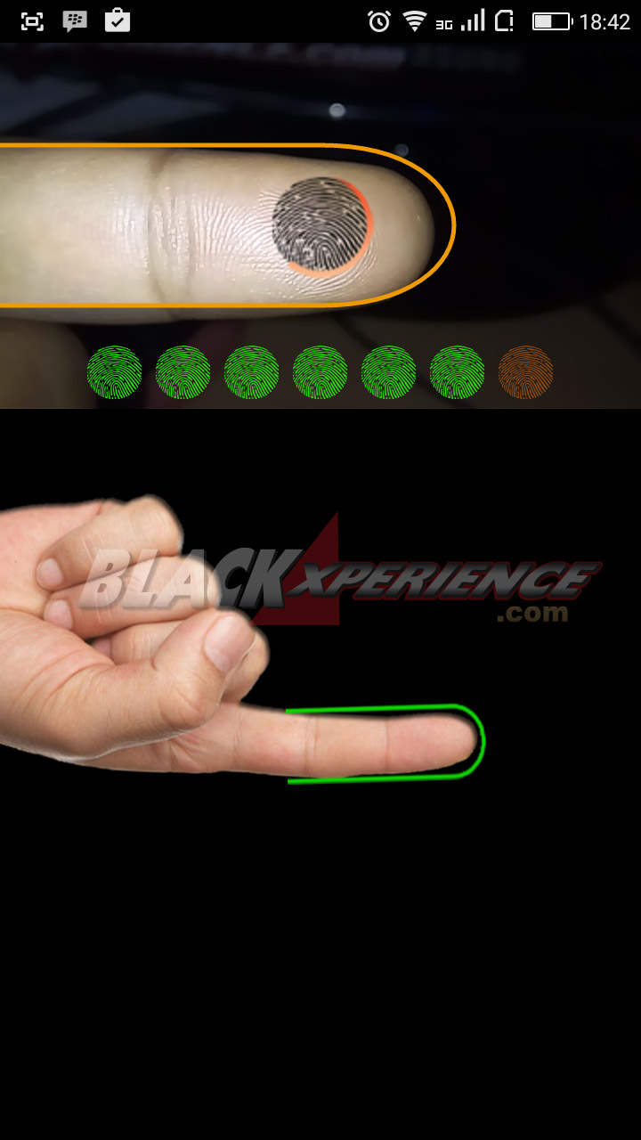 Panel Fingerprint AppLock akan berubah hijau jika pemindaian selesai