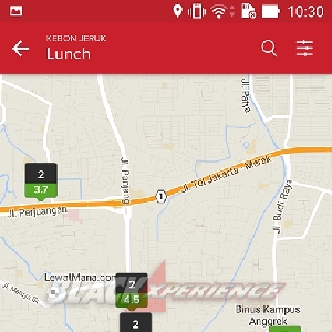 Zomato menampilkan peta lokasi cafe dan resto terdekat dari Anda