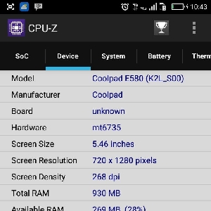 Spesifikasi Coolpad Power via CpuZ 2