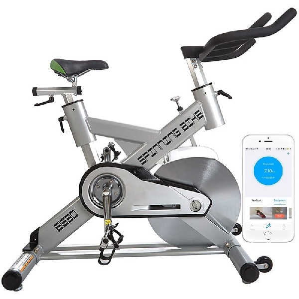 ESMARTGYM Indoor Exercise Bike, Sepeda Statis Terkoneksi Smartphone
