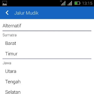 MobiGIS - menu jalur mudik