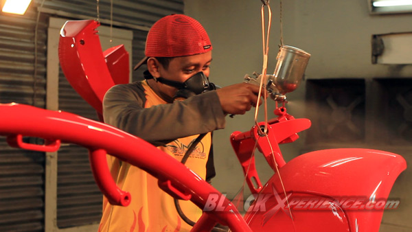 Proses pengecatan rangka custom prostreet kustom