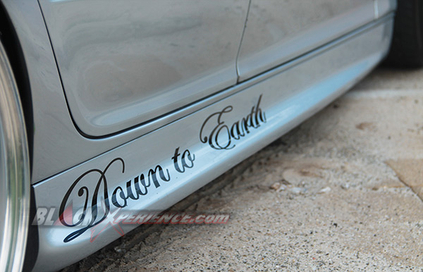 Down to Earth sticker on side skirt