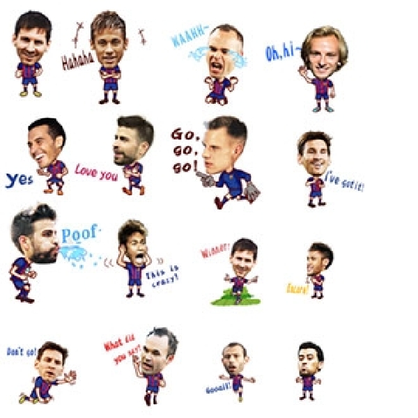 Wajah Lucu Pemain Barcelona Di Sticker Baru WeChat