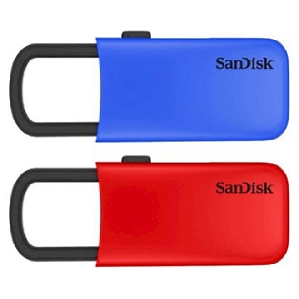 SanDisk Cruzer U, FlashDrive Praktis Dengan U-Clip dan Desain Warna Mencolok