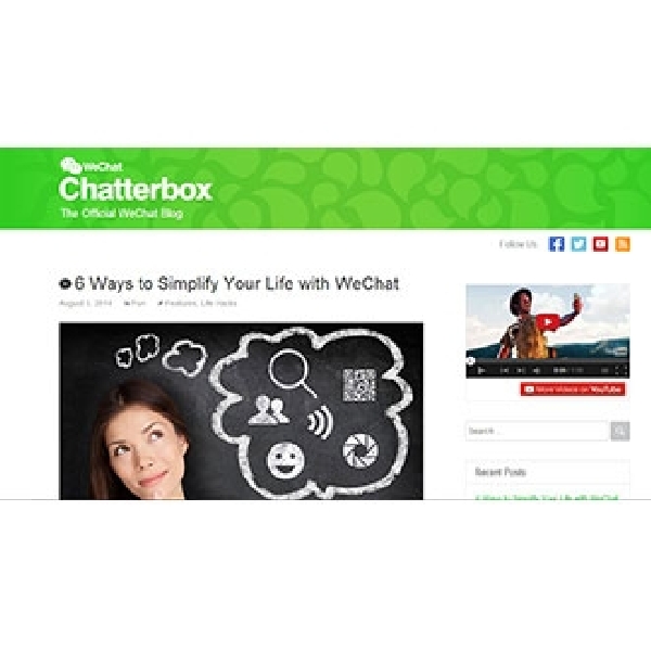 Blog Resmi Chatterbox dan YouTube Channel Diperkenalkan WeChat